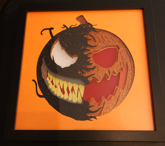 Pumpkin Head Shadow Box Art