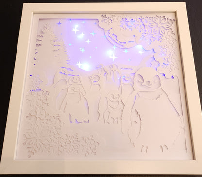 Light-Up Penguin Shadow Box Art