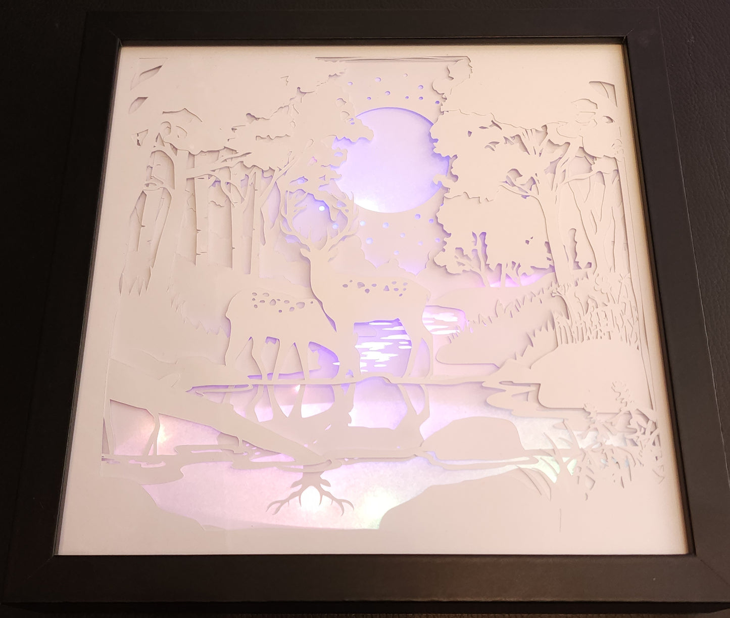 Light-Up Deer Shadow Box Art